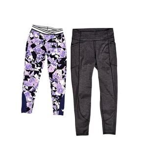 Lot of 2 Girls Leggings Sz L (10-12) Nike Crop All In Motion Full Length Pockets